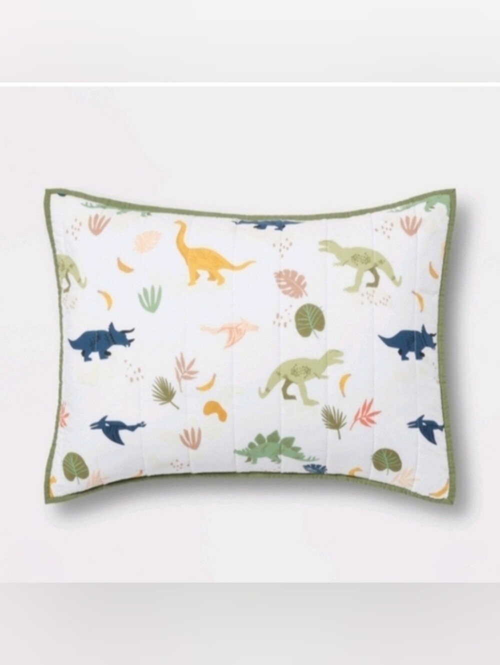 Pillowfort Dinosaur Print Quilted Pillow Sham - Multicolor